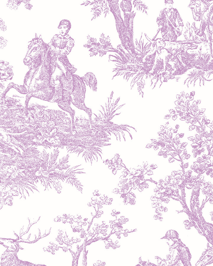 'Toile du Saint Calais' Wallpaper by Clare V. - Lilac White