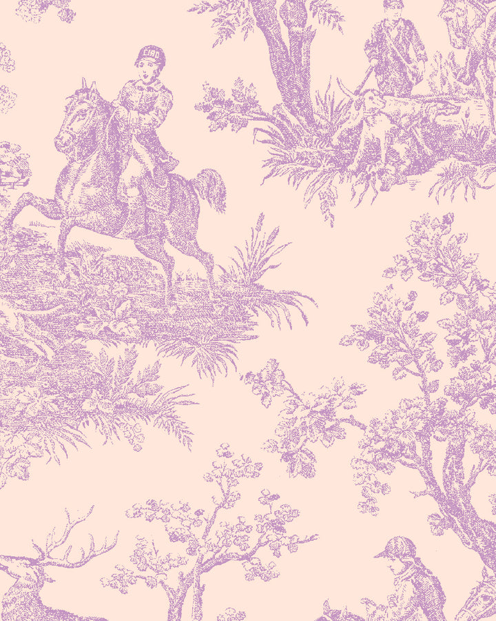 'Toile du Saint Calais' Wallpaper by Clare V. - Petal Lilac