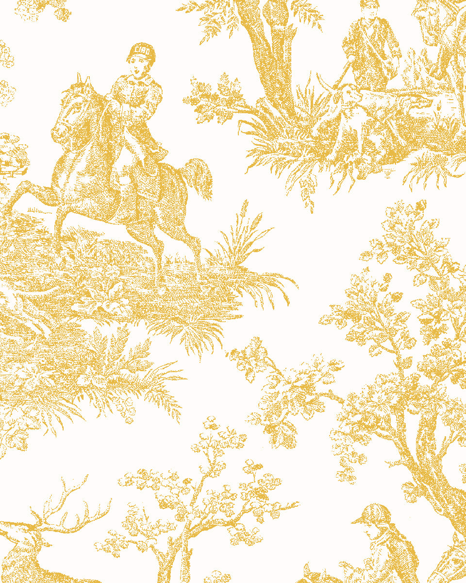 'Toile du Saint Calais' Wallpaper by Clare V. - Yellow Cream