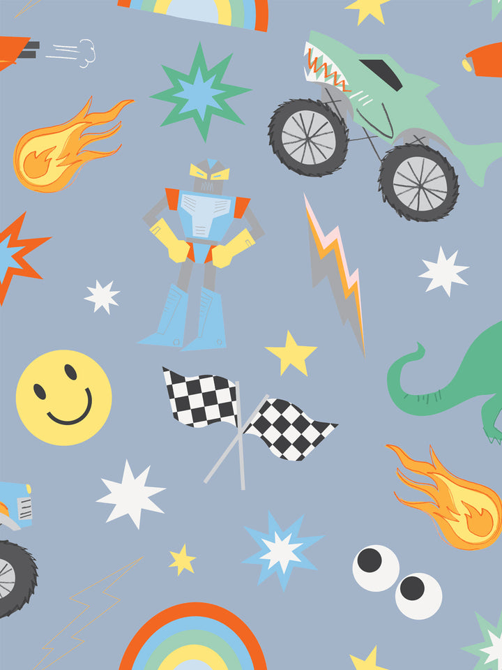 'Toybox' Wallpaper by Meri Meri - Slate Blue