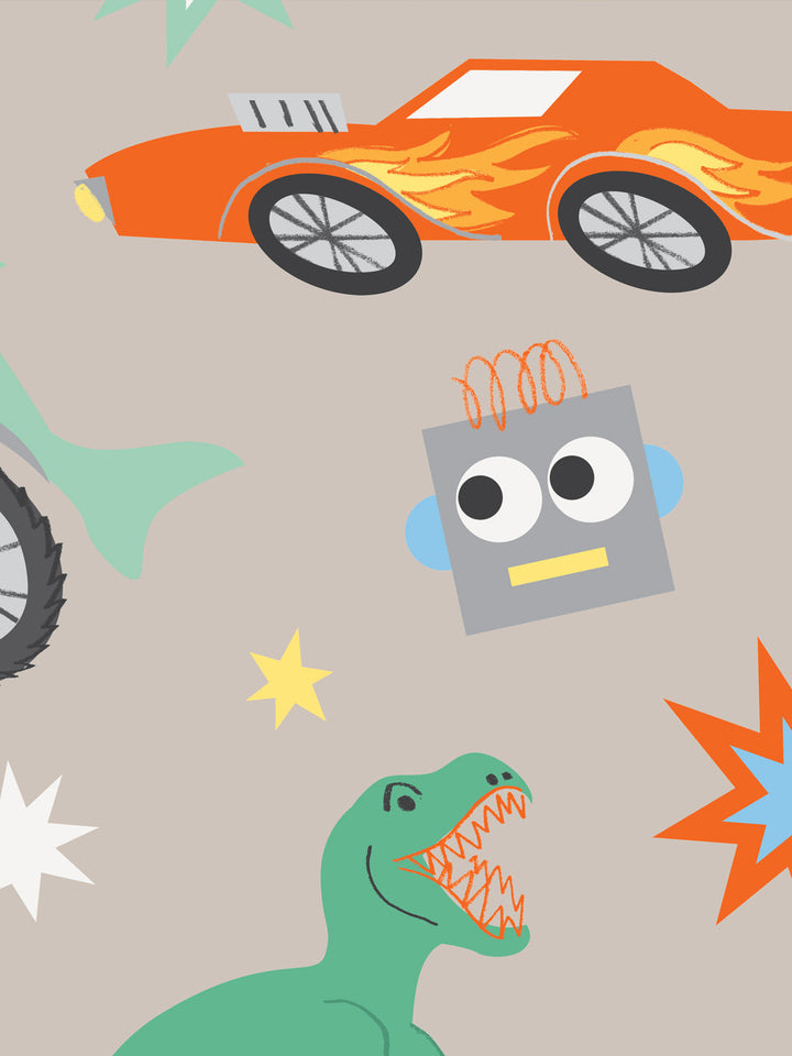 'Toybox' Wallpaper by Meri Meri - Warm Taupe