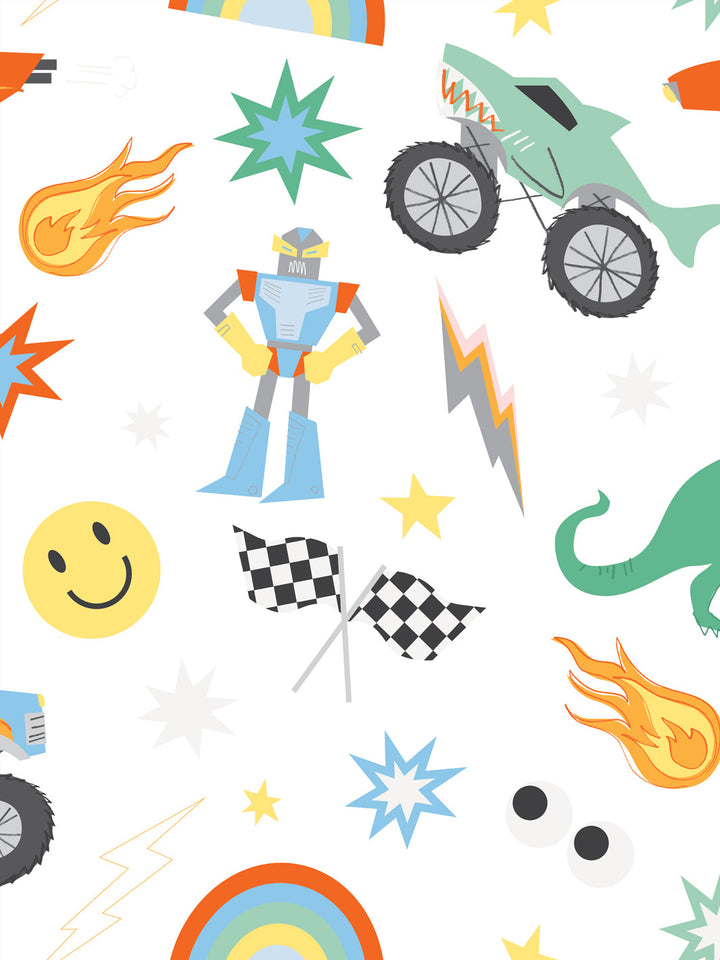 'Toybox' Wallpaper by Meri Meri - White