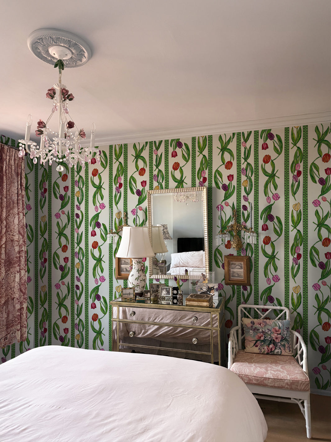 'Tulips' Wallpaper by Carly Beck City Blue - Cream