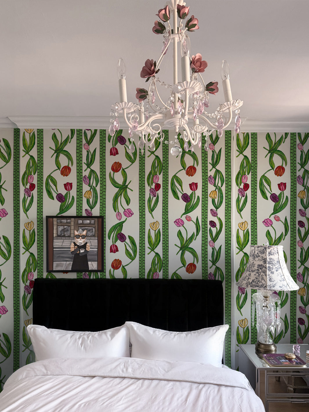 'Tulips' Wallpaper by Carly Beck City Blue - Ivory