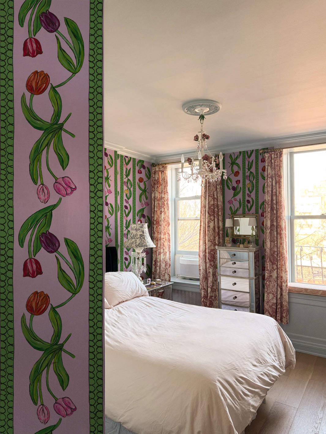 'Tulips' Wallpaper by Carly Beck City Blue - Lilac