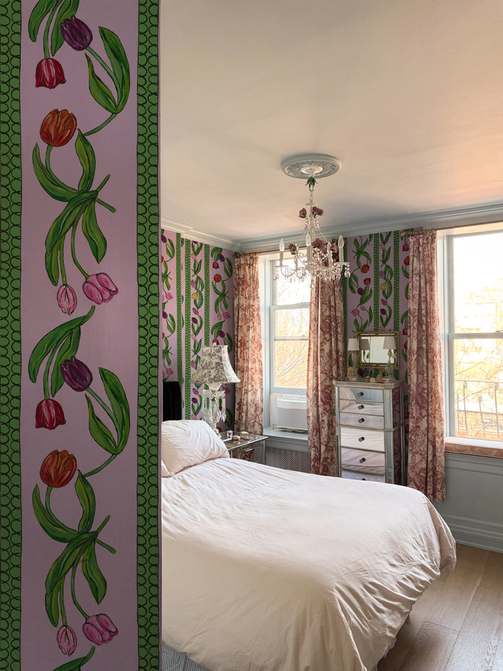 'Tulips' Wallpaper by Carly Beck City Blue - Lilac