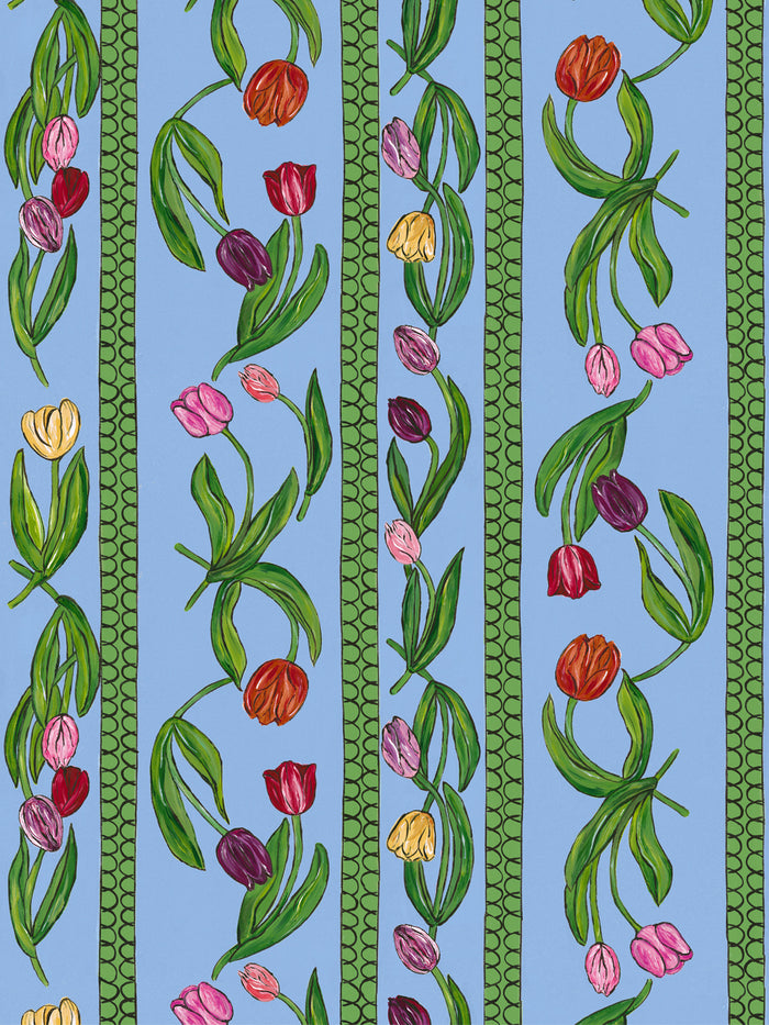 'Tulips' Wallpaper by Carly Beck City Blue - Blue