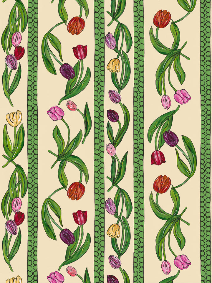 'Tulips' Wallpaper by Carly Beck City Blue - Cream
