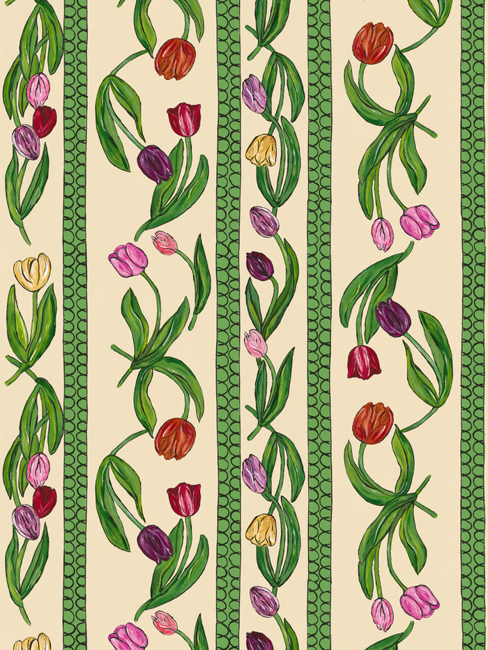 'Tulips' Wallpaper by Carly Beck City Blue - Cream