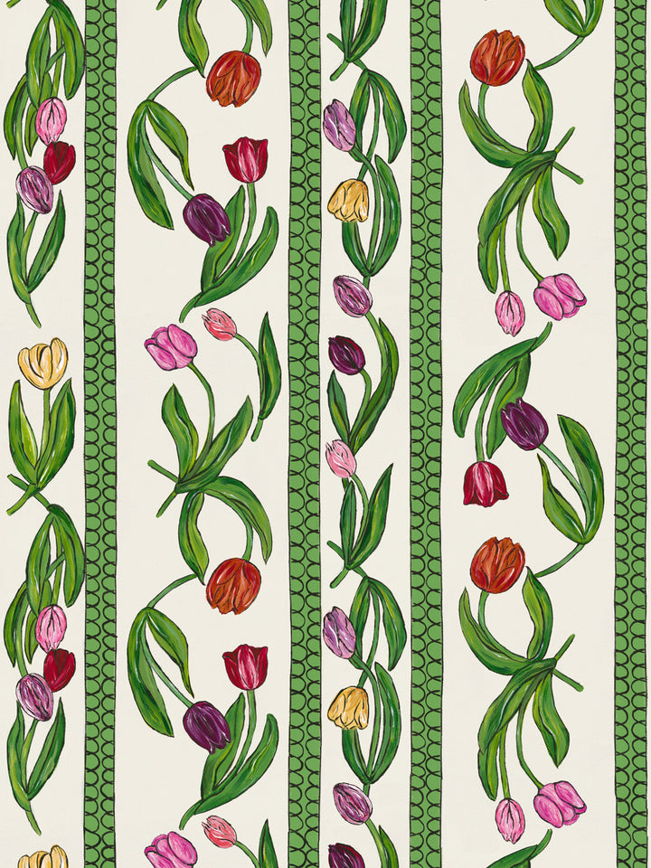 'Tulips' Wallpaper by Carly Beck City Blue - Ivory