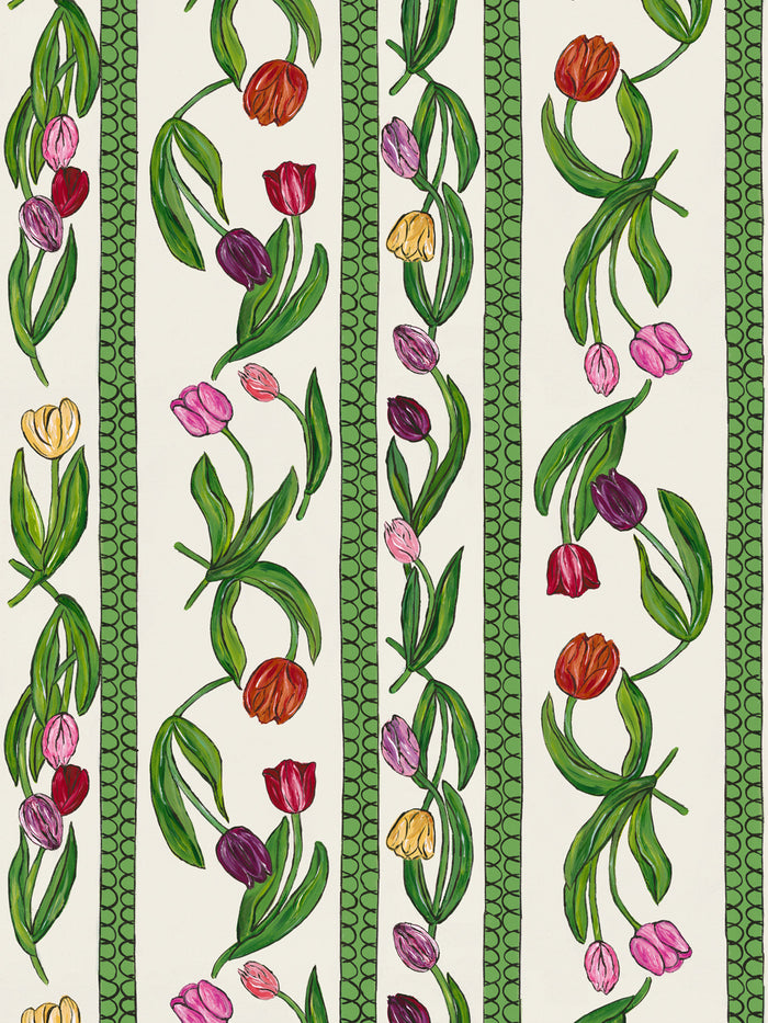 'Tulips' Wallpaper by Carly Beck City Blue - Ivory