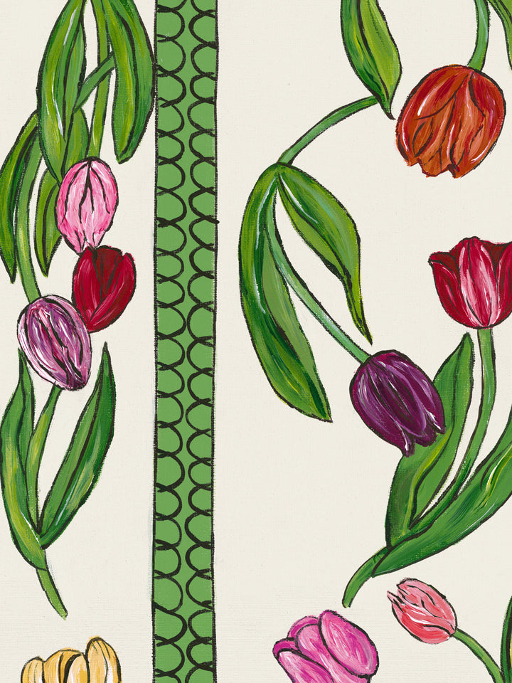 'Tulips' Wallpaper by Carly Beck City Blue - Ivory