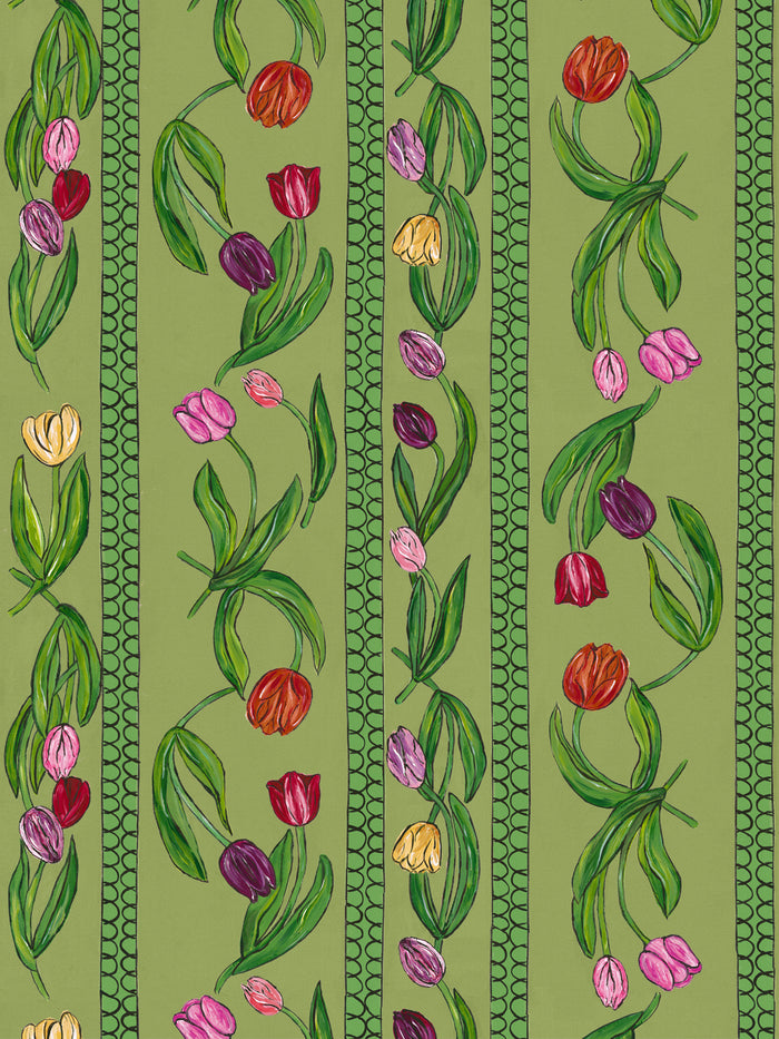 'Tulips' Wallpaper by Carly Beck City Blue - Olive