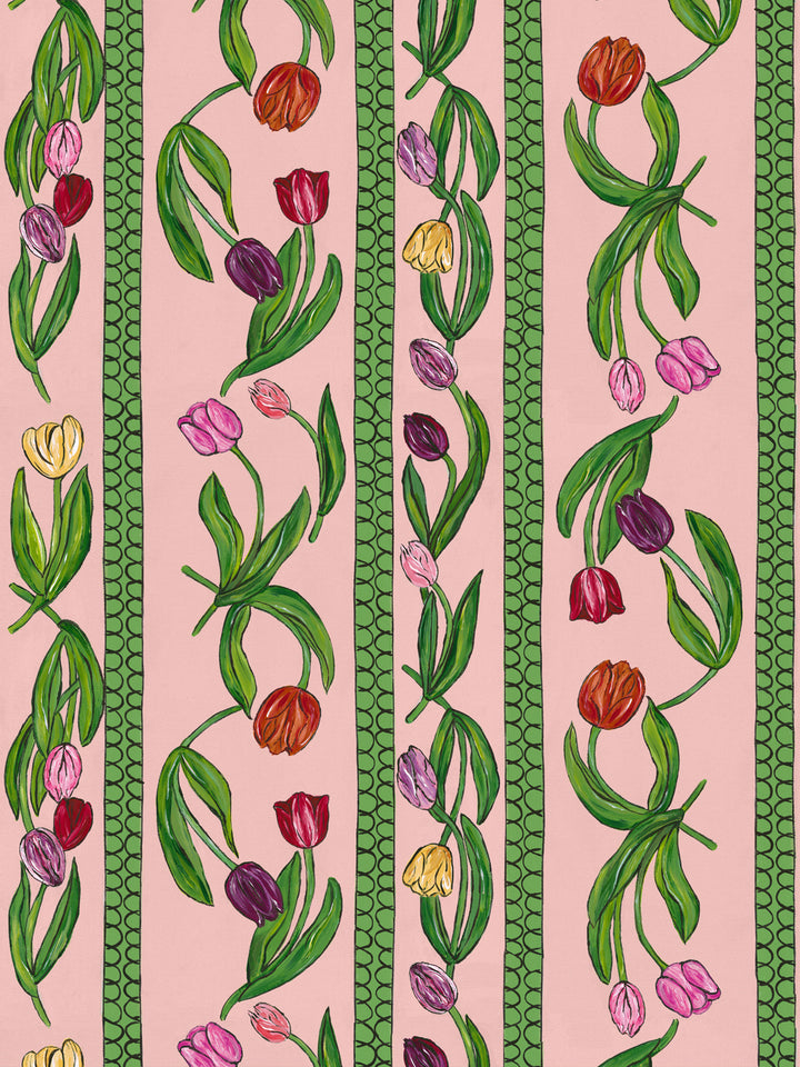 'Tulips' Wallpaper by Carly Beck City Blue - Pink