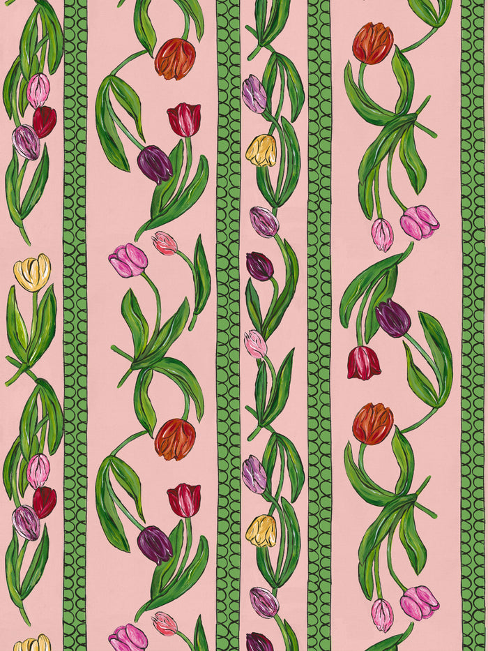 'Tulips' Wallpaper by Carly Beck City Blue - Pink