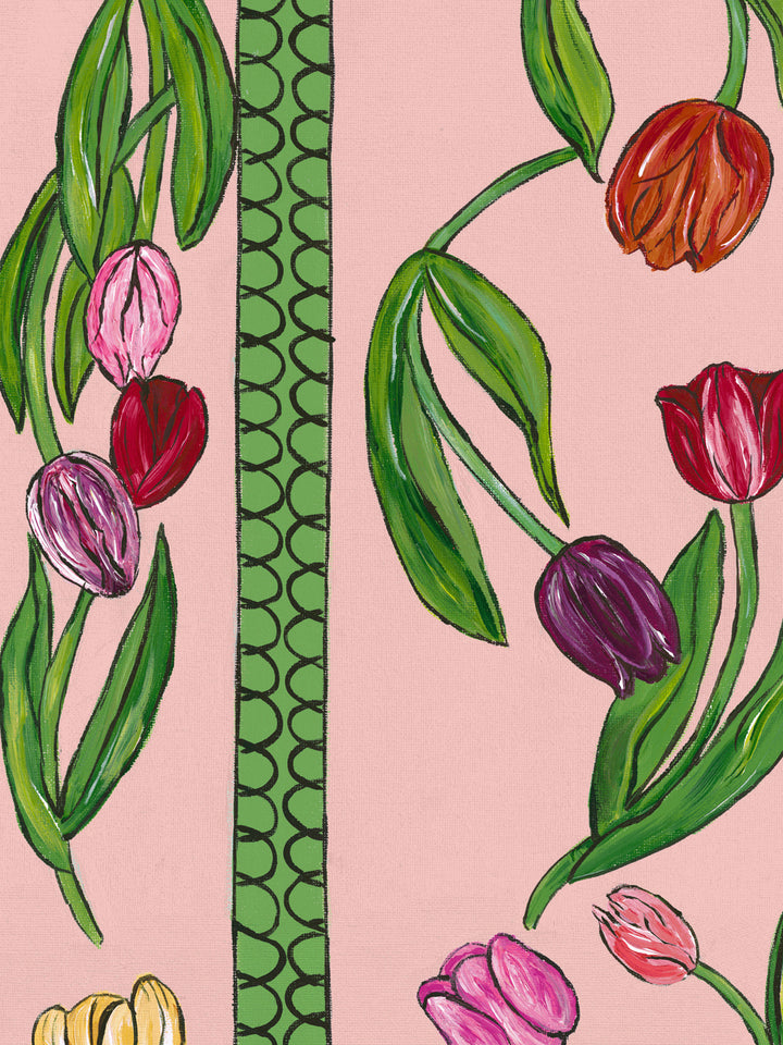 'Tulips' Wallpaper by Carly Beck City Blue - Pink
