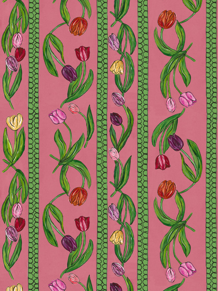 'Tulips' Wallpaper by Carly Beck City Blue - Rose