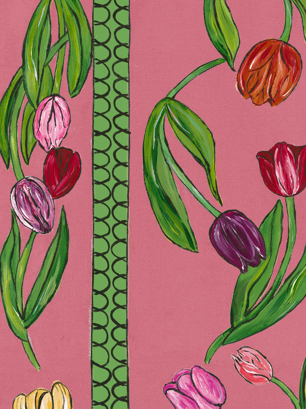 'Tulips' Wallpaper by Carly Beck City Blue - Rose