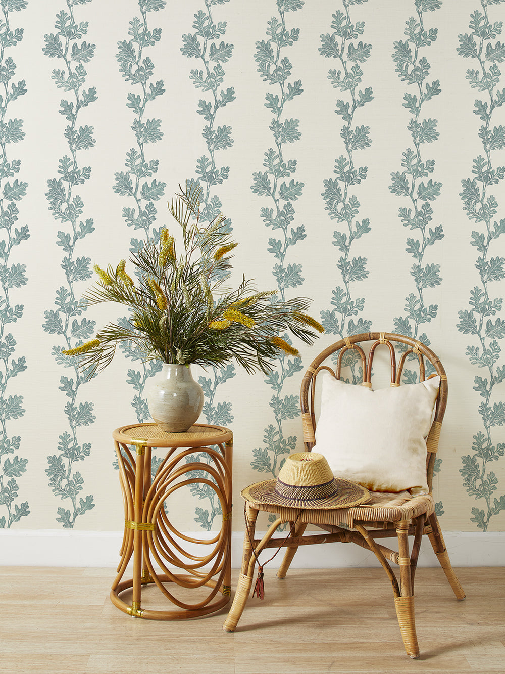 valley oak stripe grasscloth wallpaper by nathan turner seafoam