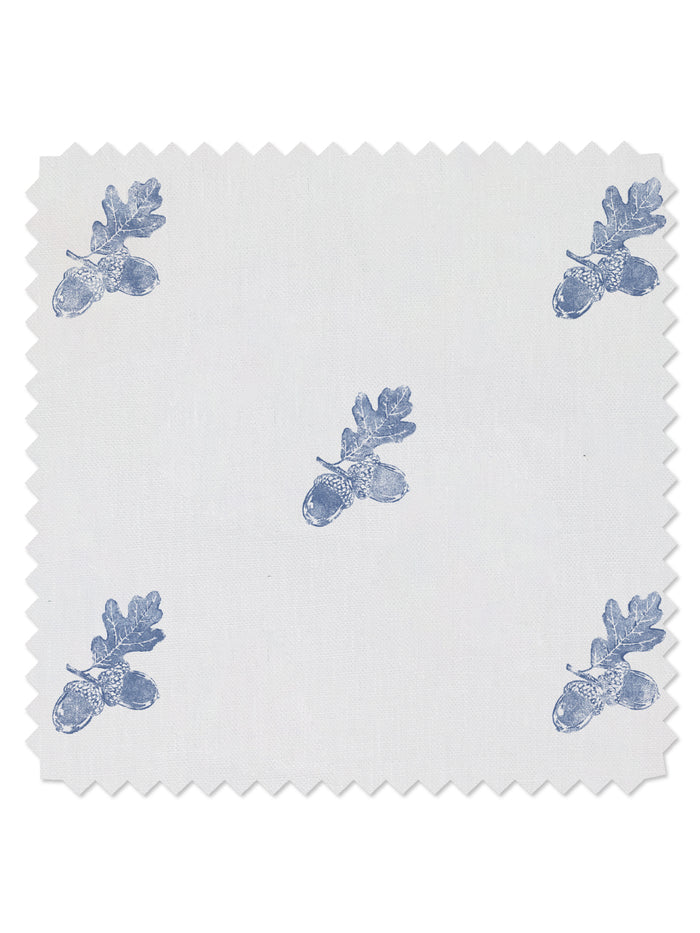 Valley Acorn' Linen Fabric by Nathan Turner - Blue