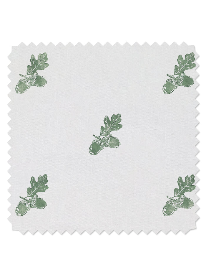 Valley Acorn' Linen Fabric by Nathan Turner - Green