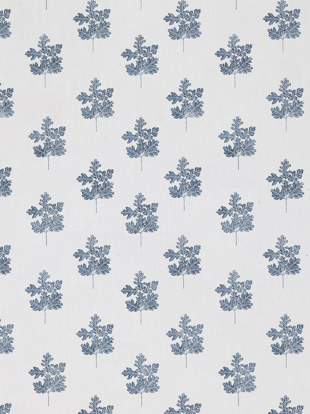 valley oak leaf linen fabric by nathan turner darker blue