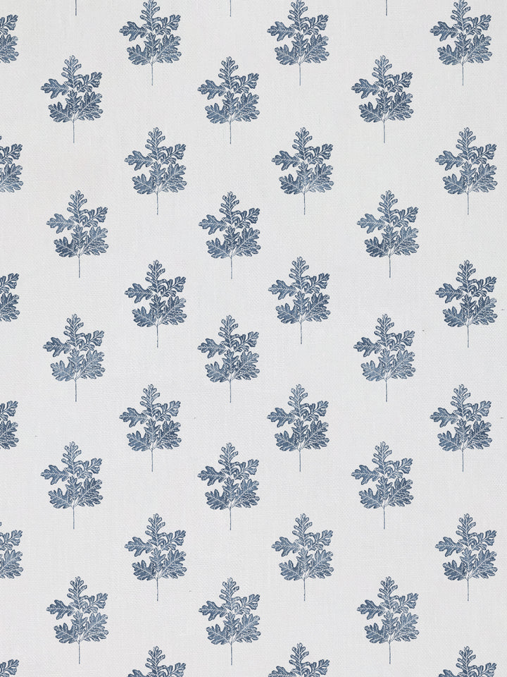valley oak leaf linen fabric by nathan turner darker blue