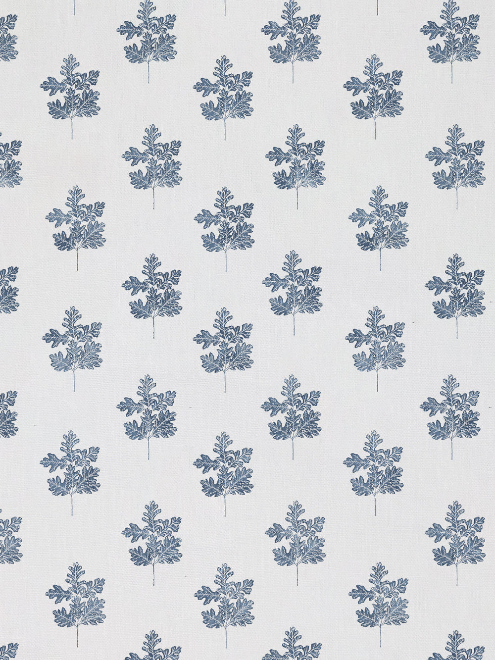 valley oak leaf linen fabric by nathan turner darker blue