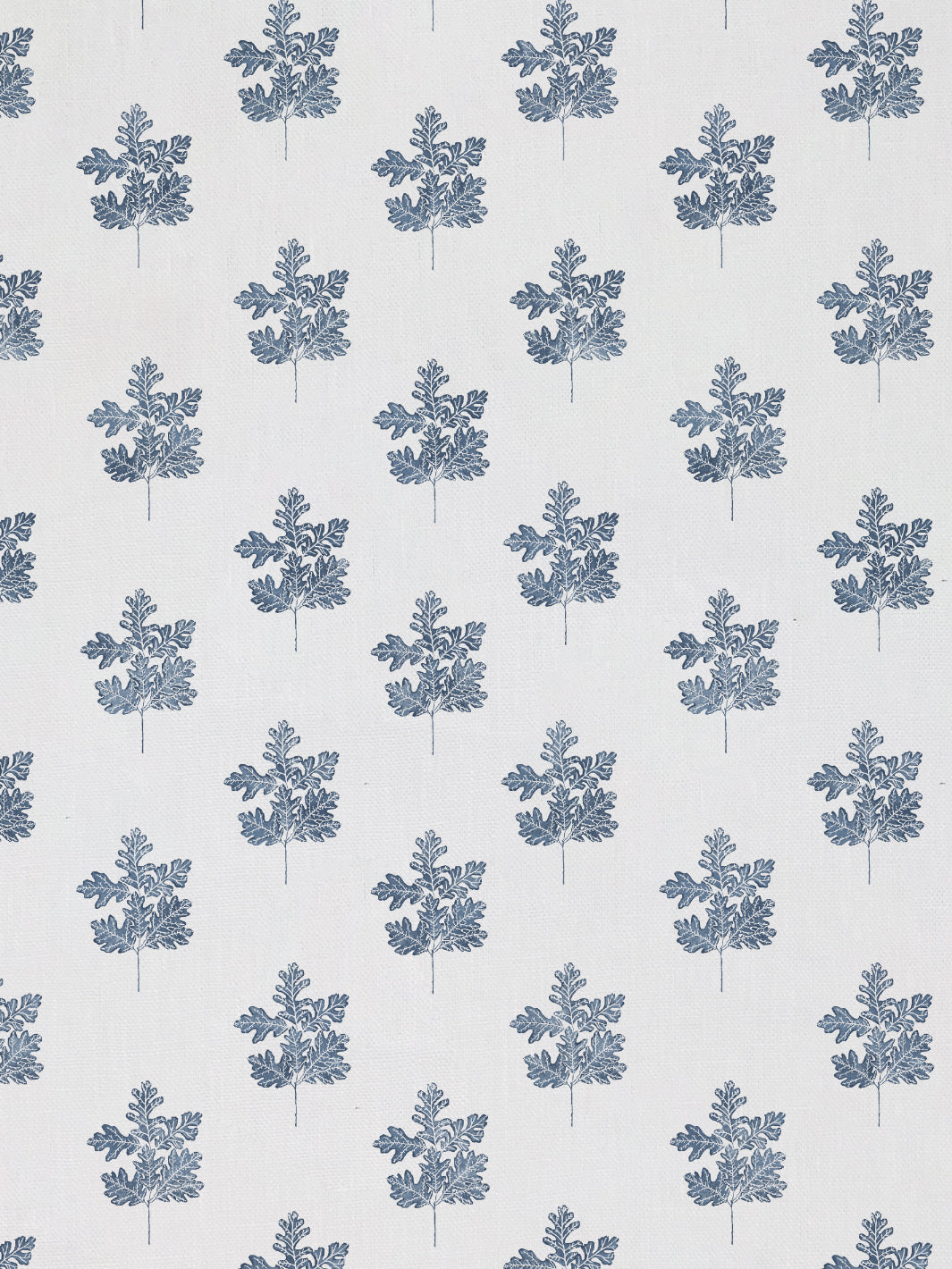 valley oak leaf linen fabric by nathan turner darker blue