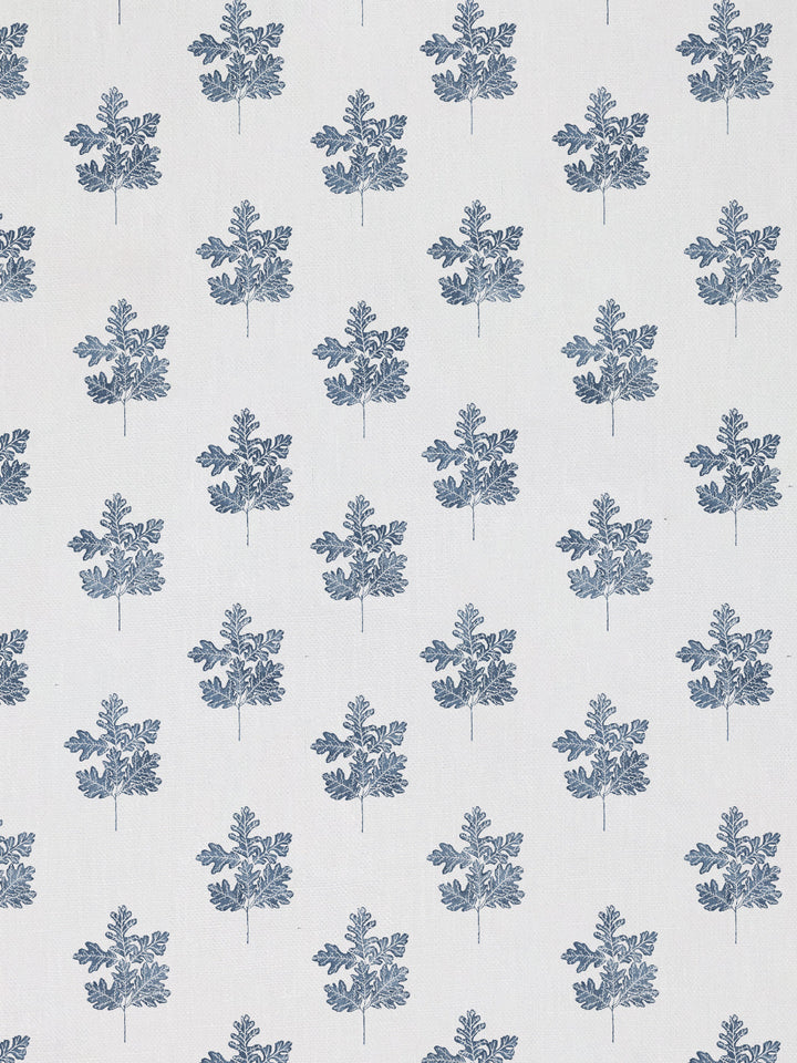 valley oak leaf linen fabric by nathan turner darker blue