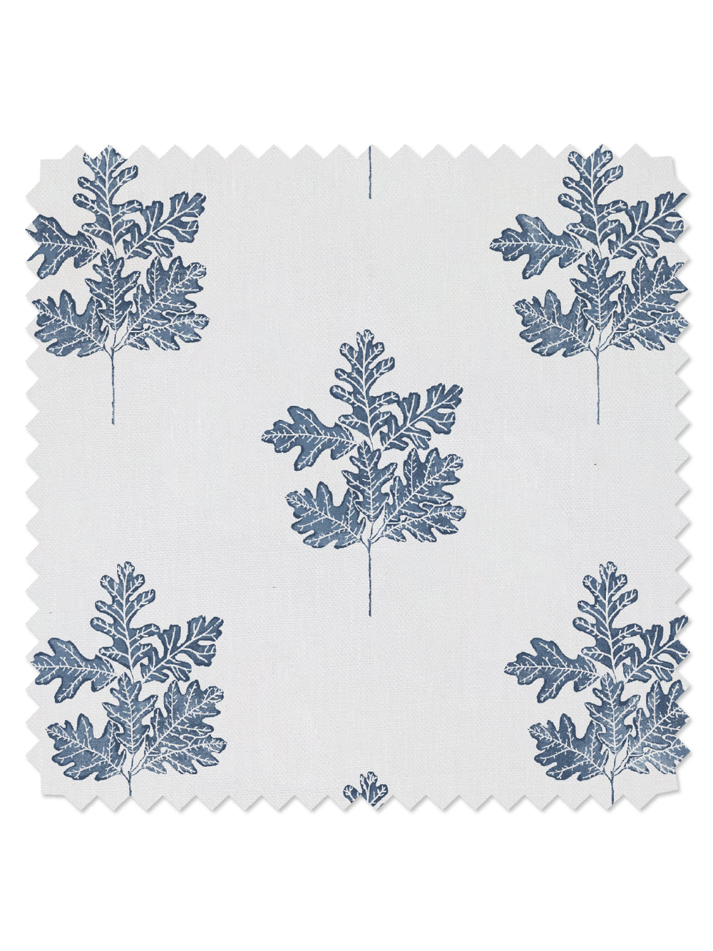 valley oak leaf linen fabric by nathan turner darker blue