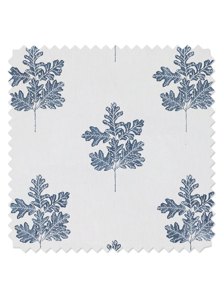 valley oak leaf linen fabric by nathan turner darker blue