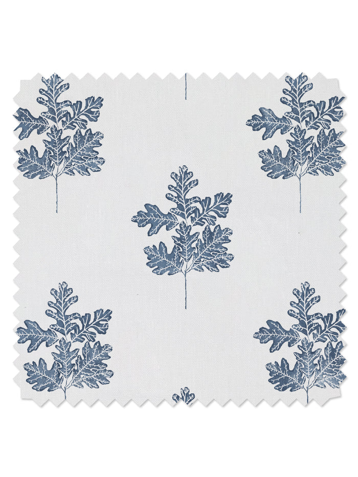 Valley Oak Leaf' Linen Fabric by Nathan Turner - Darker Blue
