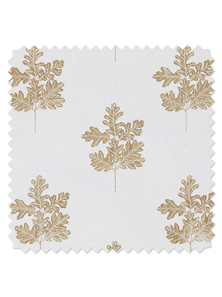 valley oak leaf linen fabric by nathan turner gold