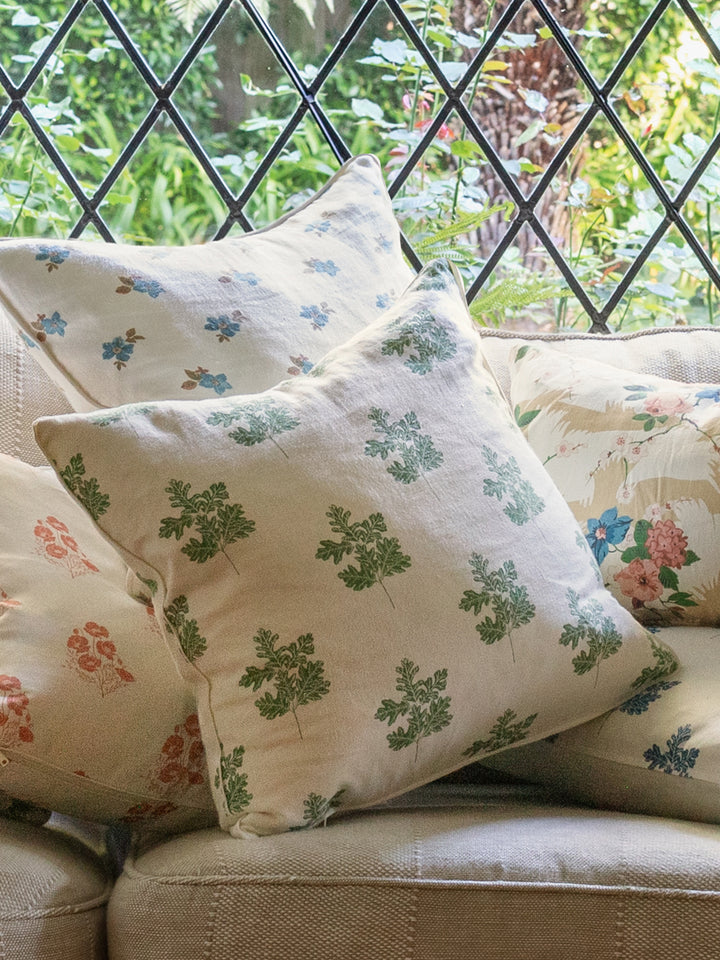 valley oak leaf linen fabric by nathan turner green