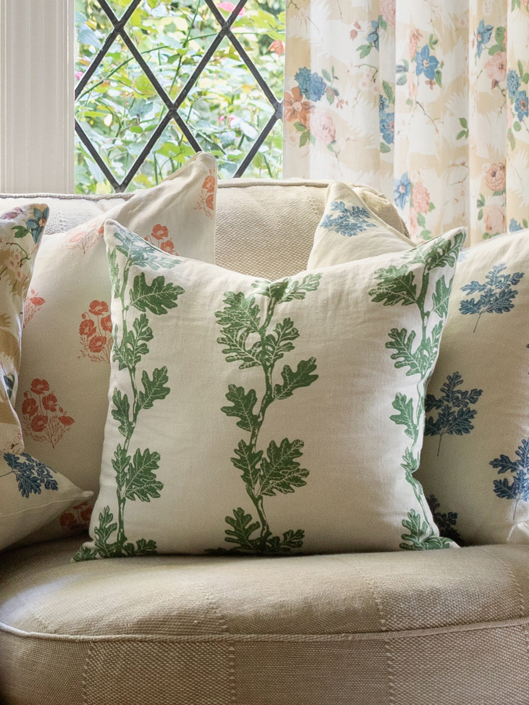valley oak stripe linen fabric by nathan turner pink