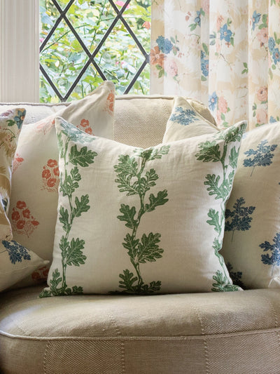 valley oak stripe linen fabric by nathan turner pink