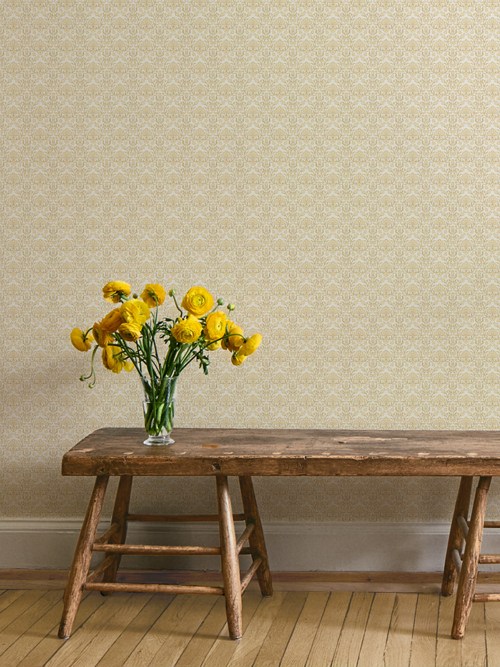 'Viola' Wallpaper by Wallshoppe - Butter - Room Shot