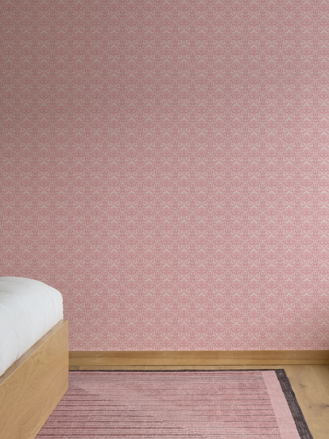'Viola' Wallpaper by Wallshoppe - Flamingo Pink - Room Shot