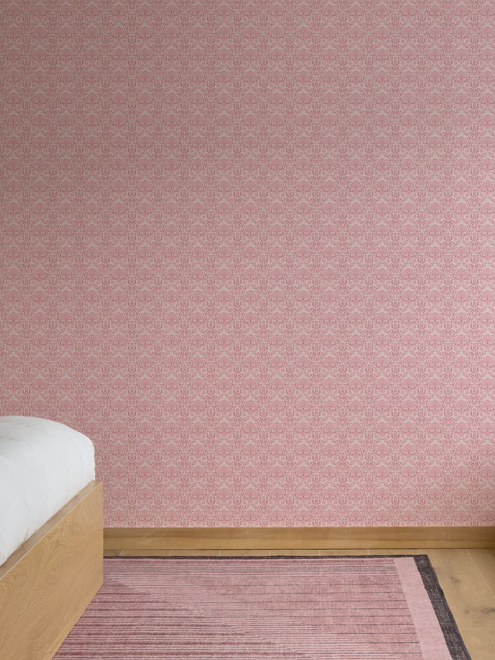 'Viola' Wallpaper by Wallshoppe - Flamingo Pink - Room Shot