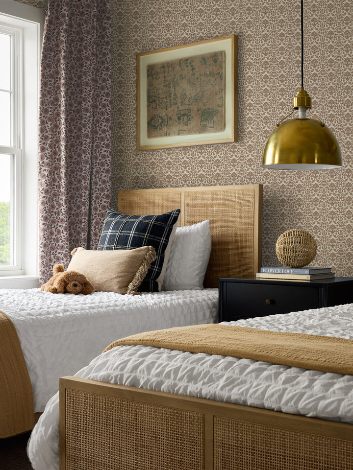 'Viola' Wallpaper by Wallshoppe - Latte - Room Shot
