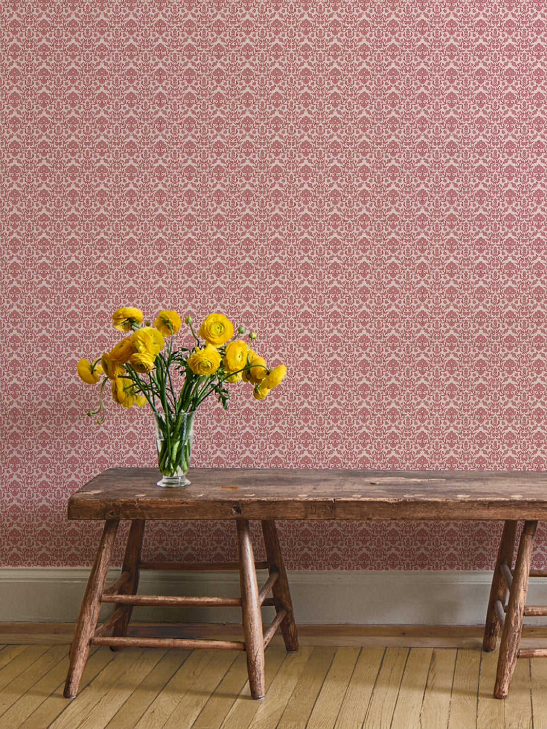 'Viola' Wallpaper by Wallshoppe - Rosy Pink - Room Shot