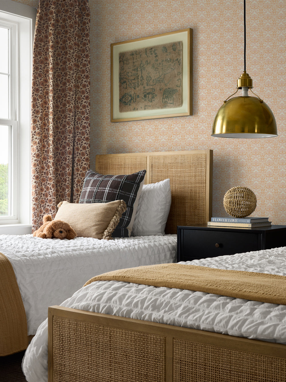 'Viola' Wallpaper by Wallshoppe - Saffron Blush - Room Shot