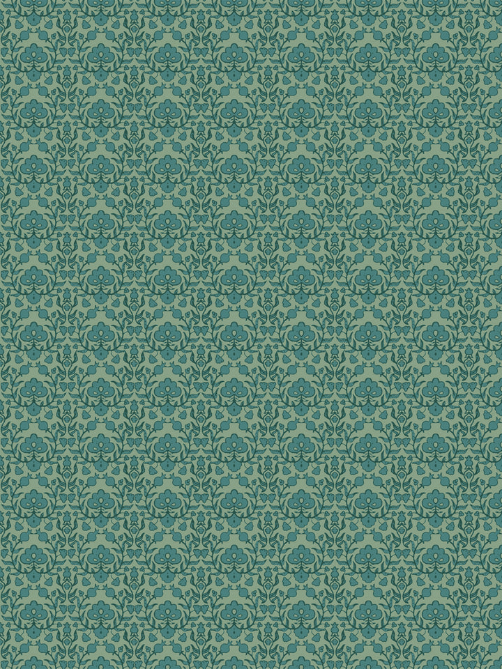 'Viola' Wallpaper by Wallshoppe - Dark Teal Sage
