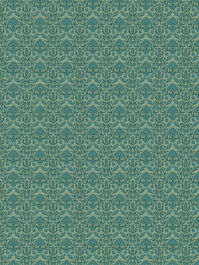 'Viola' Wallpaper by Wallshoppe - Dark Teal Sage