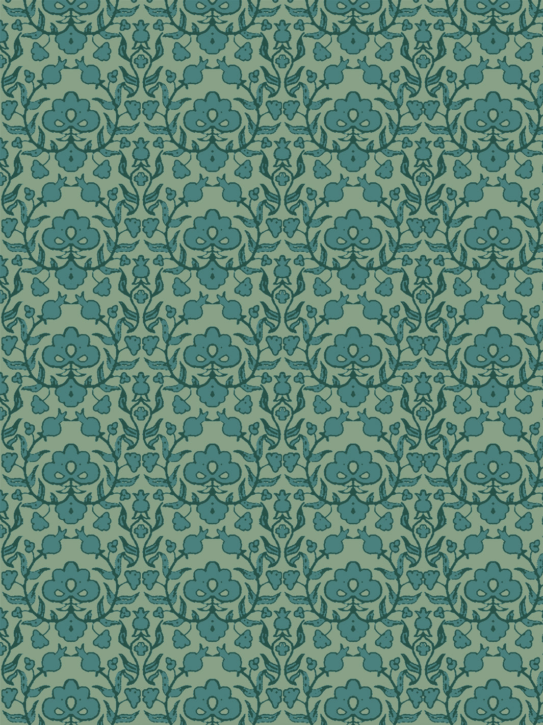 'Viola' Wallpaper by Wallshoppe - Dark Teal Sage