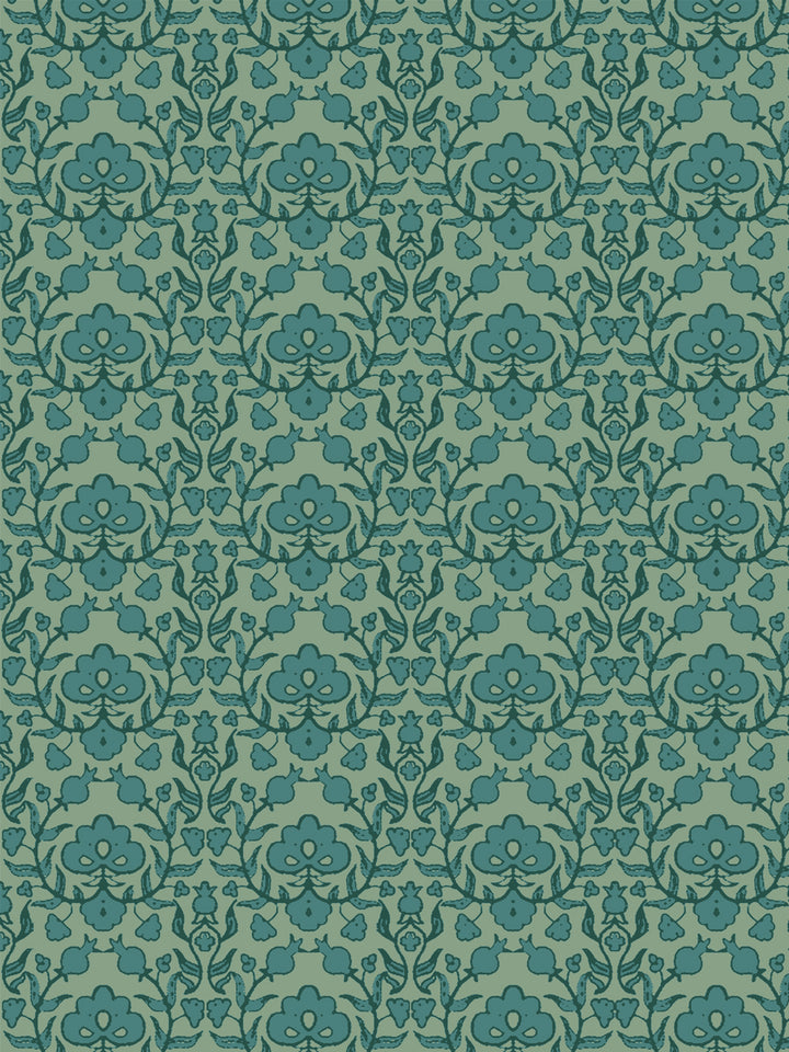 'Viola' Wallpaper by Wallshoppe - Dark Teal Sage