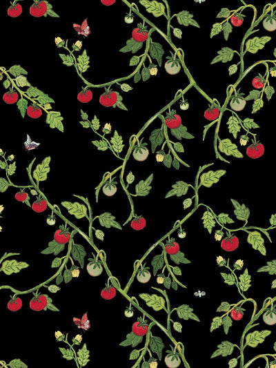 'Vite di Pomodoro' Wallpaper by Carly Beck - Black