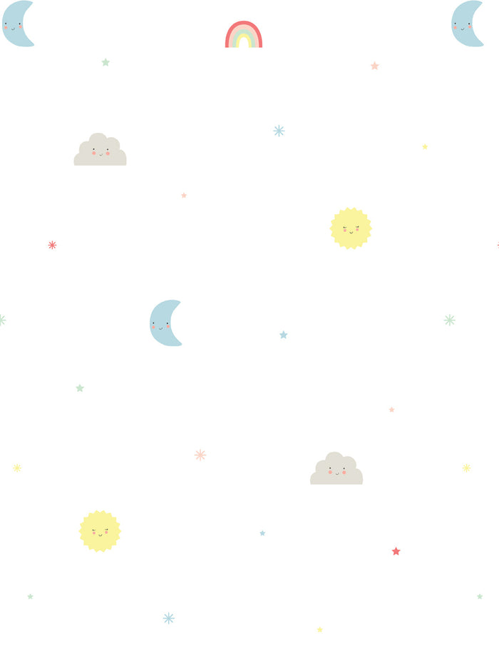 'Weather Icons' Wallpaper by Meri Meri - White