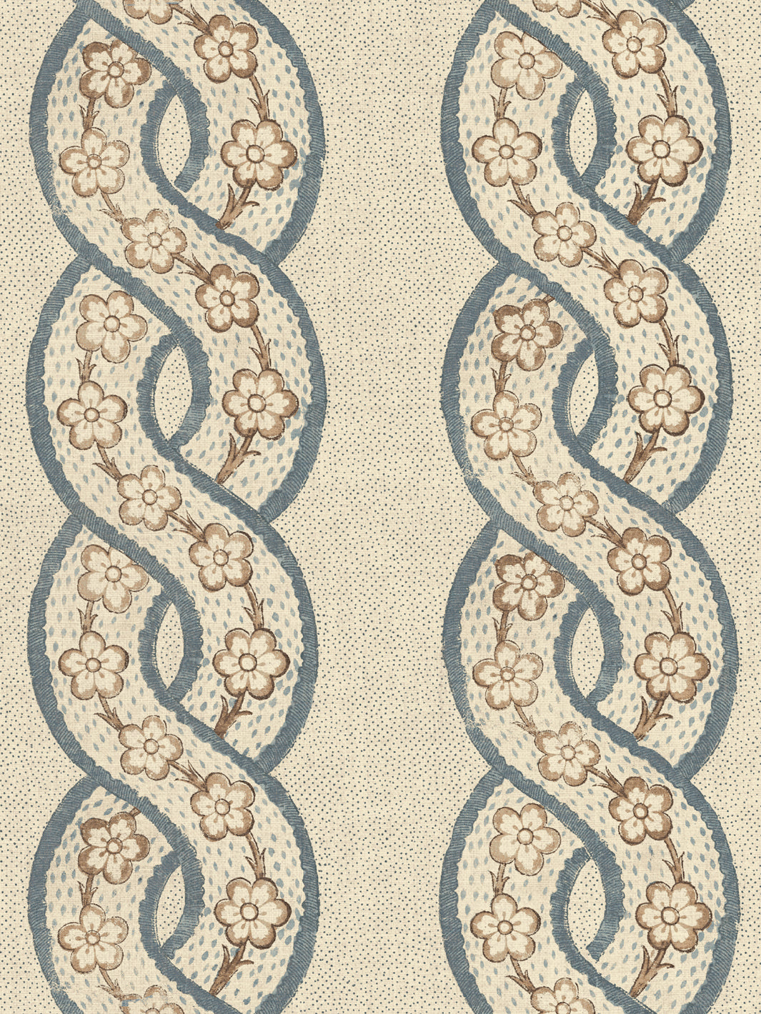 'Whitby' Tea Stained Linen Fabric by Nathan Turner - Blue Brown